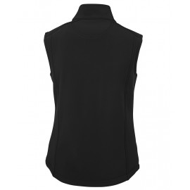 Ladies Layer Softshell Vest (Black) with white logo